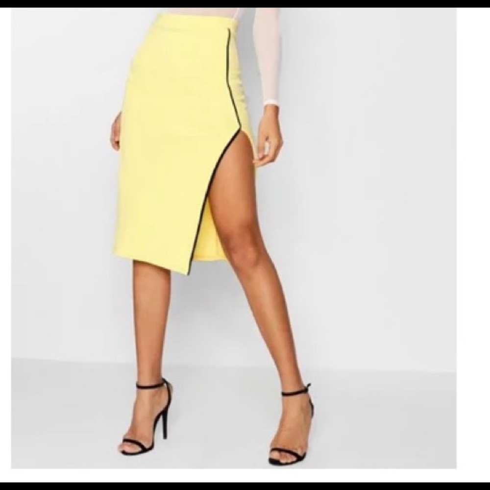 Contrast Crepe Split MIDI Skirt